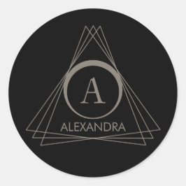 Adesivo Elegante Monograma Nome Bege Preto