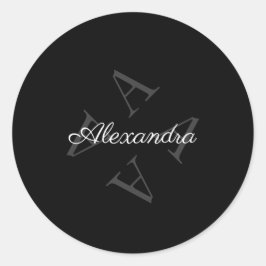 Adesivo Elegante Monograma Nome Cinza Preto