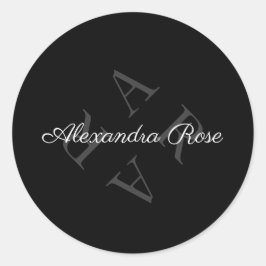 Adesivo Elegante Monograma Nome Cinza Preto