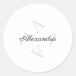 Adesivo Elegante Monograma Nome Cinza Preto