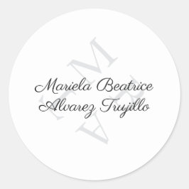 Adesivo Elegante Monograma Nome Cinza Preto