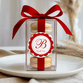 Adesivo Elegante Monograma Vermelho Escallotado Obrigado