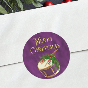 Adesivo Elegante Música de Natal Tambor Roxo