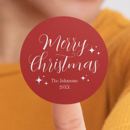 Adesivo Elegante Natal Feliz Vermelho Personalizado