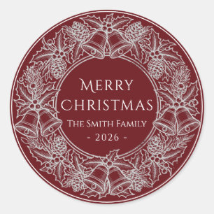 Adesivo Elegante Natal Vermelho Burgundy Vintage Branco Fe