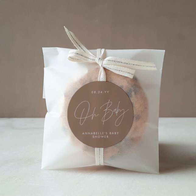 Adesivo elegante natural castanho moderno, escrito em chá  (Criador carregado)