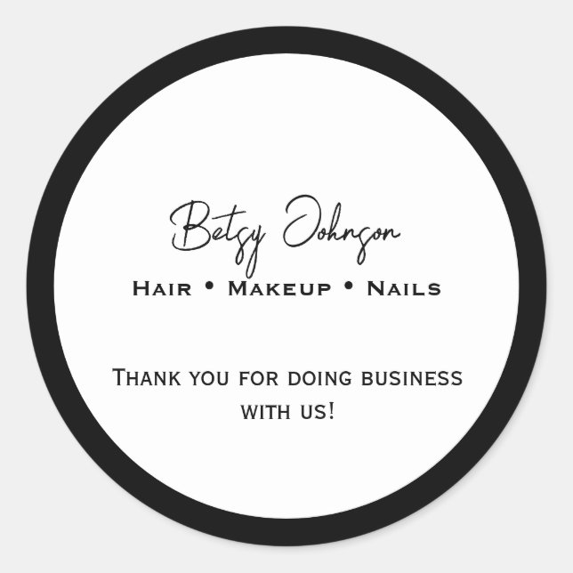 Adesivo Elegante Negócios Brancos e Negros Obrigado Sticke (Frente)