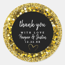 Adesivo Elegante NEGRO Dourado Glitter Obrigado