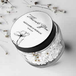 Adesivo Elegante Negro e Branco Obrigado Favor do Casament