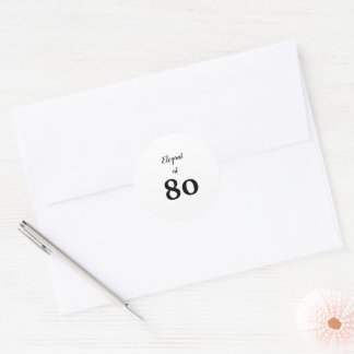 Adesivo Elegante no texto preto de 80 anos com mínimo ades