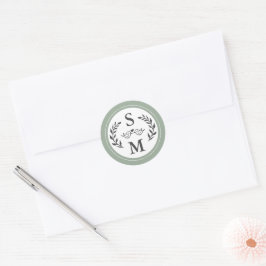 Adesivo Elegante Noiva Moderno Monograma Favor Verde Salvi