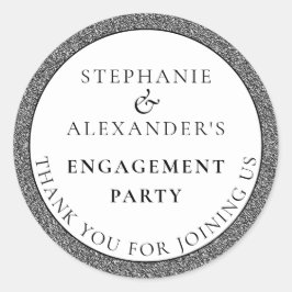 Adesivo Elegante Noivado Silver Glitter Obrigado