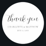 Adesivo Elegante Obrigado A Vestir Clássica De Casamento<br><div class="desc">Vinheta de casamento da Calliografia</div>