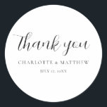 Adesivo Elegante Obrigado A Vestir Clássica De Casamento<br><div class="desc">Vinheta de casamento da Calliografia</div>