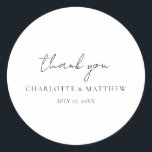 Adesivo Elegante Obrigado A Vestir Clássica De Casamento<br><div class="desc">Vinheta de casamento da Calliografia</div>