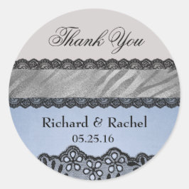 Adesivo Elegante Obrigado Azul e Cinza