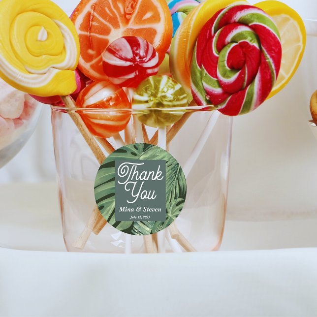 Adesivo Elegante obrigado botânico tropical verde que você (Criador carregado)