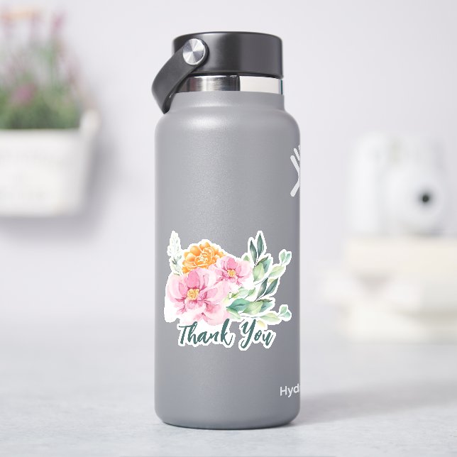 Adesivo Elegante Obrigado Flores (HidroFlask)