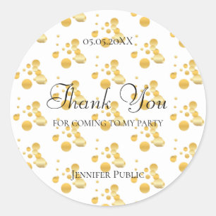 Adesivo Elegante Obrigado Script Dourado Confetti Modelo