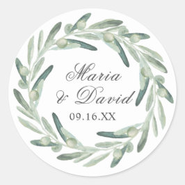 Adesivo Elegante Olive Sprig Greenery Script
