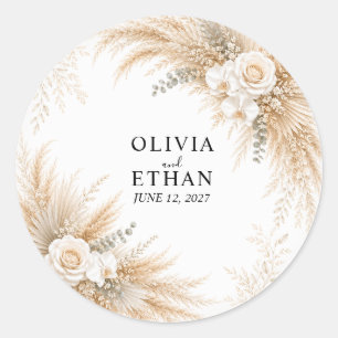 Adesivo Elegante Orquídea Branca Pampas Casamento Cocktail