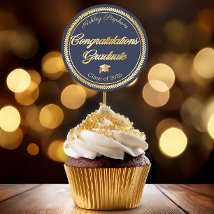 Adesivo Elegante Ouro   Graduação Azul Turquesa Turma de 2