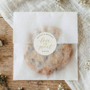 Adesivo Elegante Ouro & Marfim O Amor é Doce Casamento