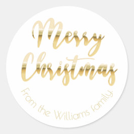 Adesivo Elegante Ouro metálico Feliz de Natal é branco