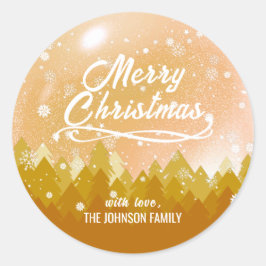 Adesivo Elegante Ouro Pacífico Neve Floresta Feliz Natal