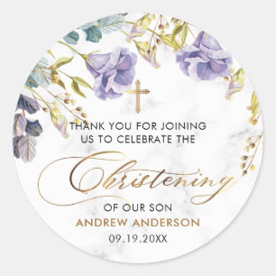Adesivo Elegante Ouro Vintage Floral Christening