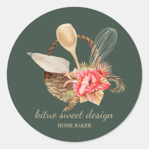 Adesivo Elegante Padaria Comercial em Casa Verde Sage