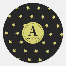 Adesivo Elegante Padrão de Estrela Monograma em Ouro e Pre