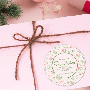 Adesivo Elegante Padrão Floral Rosa Verde Obrigado 