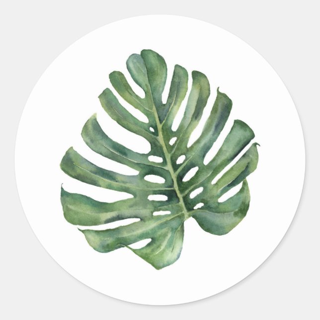 Adesivo Elegante Palm Leaf Tropical Aloha Casamento Favor (Frente)