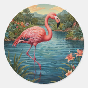 Adesivo Elegante paraíso tropical rosa flamingo
