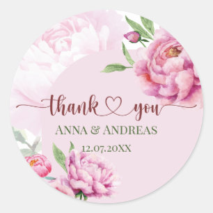 Adesivo Elegante Peônia Rosa Obrigada