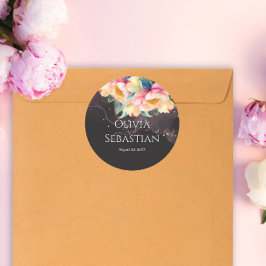 Adesivo Elegante Peony Watercolor em preto | Casamento