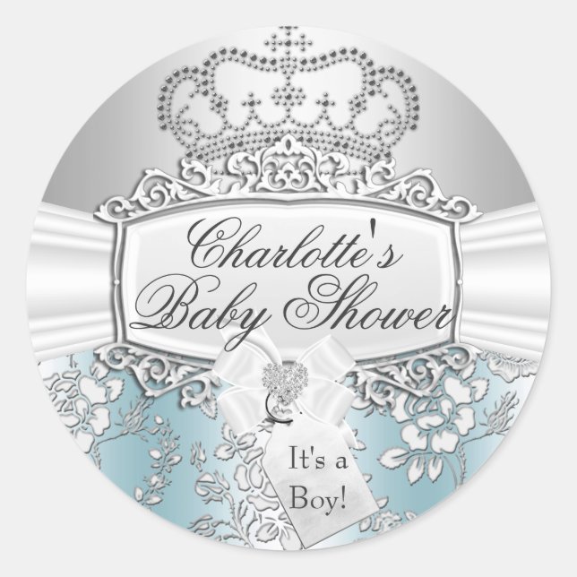 Adesivo Elegante Pequeno Príncipe Chá de fraldas Azul (Frente)