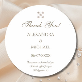 Adesivo Elegante Pérola Agradecimento de Casamento Cristão
