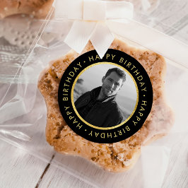 Adesivo Elegante Personalizado Aniversário Dourado E Preto