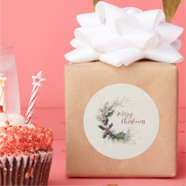 Adesivo Elegante Pine e Holly Wreath com Destaques Dourado