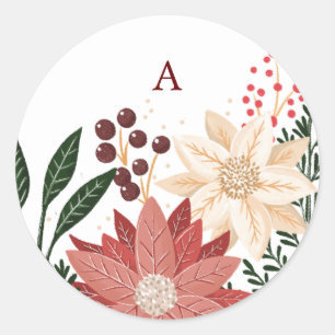 Adesivo Elegante Poinsettia Monograma de Natal