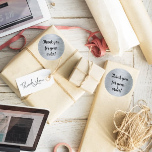 Adesivo Elegante prata metálica Obrigado