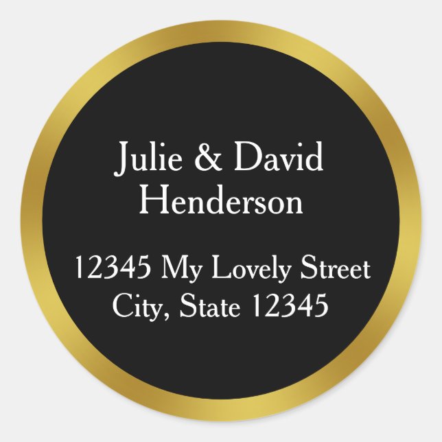 Adesivo Elegante preto branco e Dourado endereço de devolu (Frente)