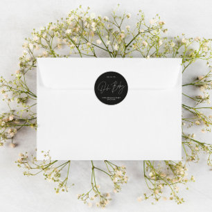 Adesivo elegante preto-e-branco moderno com script de chá