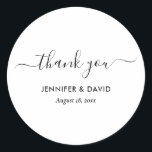 Adesivo Elegante preto e branco moderno, obrigado palermas<br><div class="desc">Obrigado de casamento preto-e-branco personalizado elegante que você usa como adesivos com uma fonte moderna. Itens correspondentes disponíveis.</div>