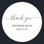 Adesivo Elegante preto e branco moderno, obrigado palermas<br><div class="desc">Obrigado de casamento preto-e-branco personalizado elegante que você usa como adesivos com uma fonte moderna. Itens correspondentes disponíveis.</div>