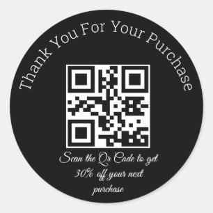 Adesivo elegante preto obrigado código qr de negócios clás
