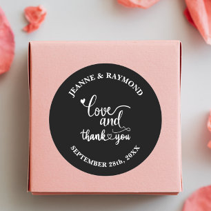 Adesivo Elegante Preto Personalizado Amor e Obrigado Casam