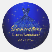 Elegante Quinceanera Azul e Dourada Personalizada